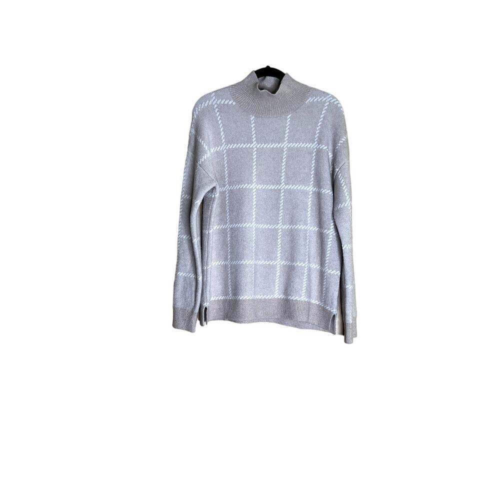 Rachel Zoe womens size large sweater festive mock neck plaid light academia
